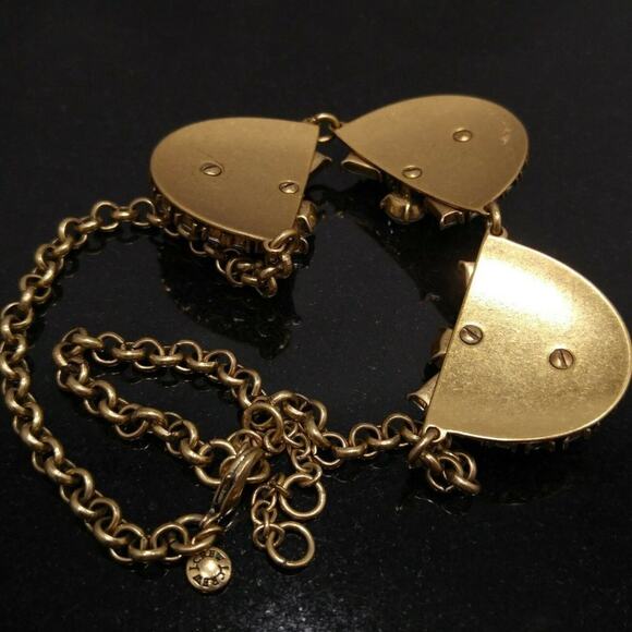 J Crew Clear Rhinestone Gold Tone Necklace, Three Jeweled Pendants, 21 Inches - Picture 3 of 8